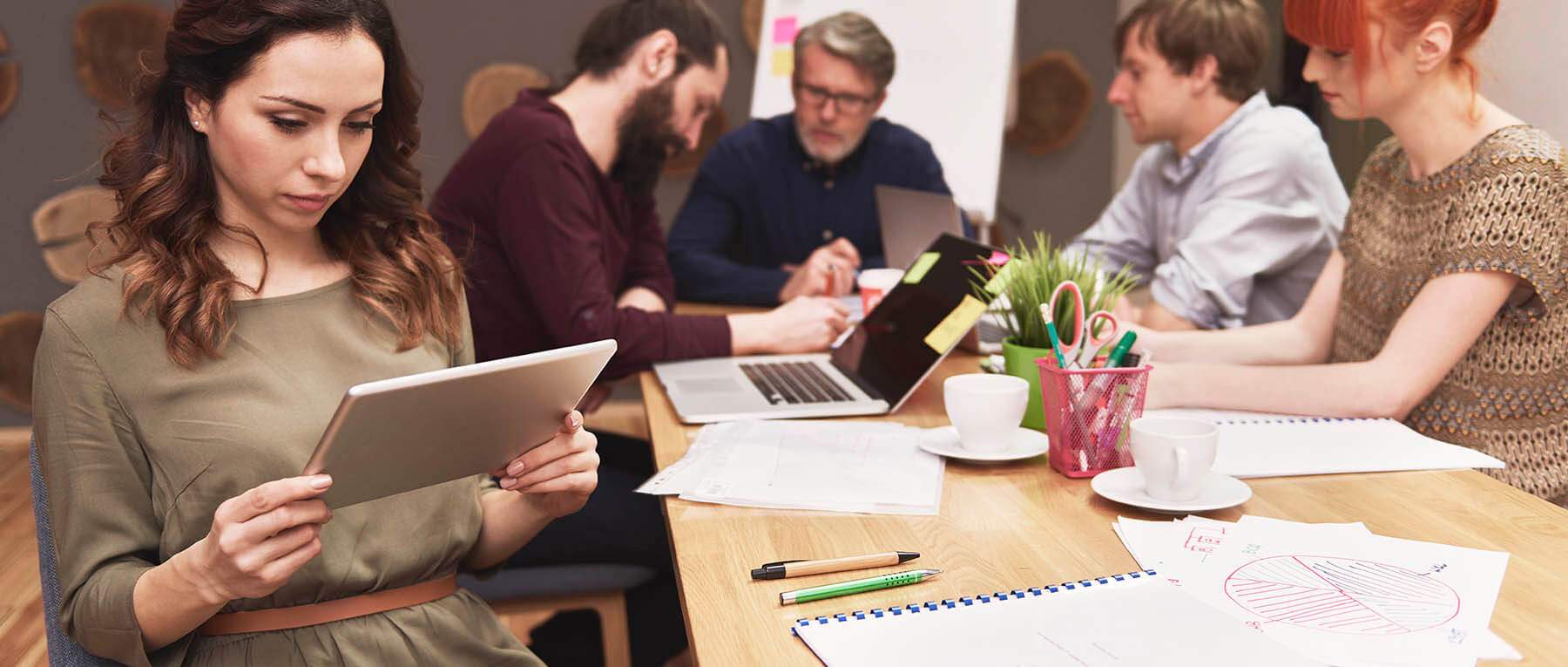 Group of business people during the work